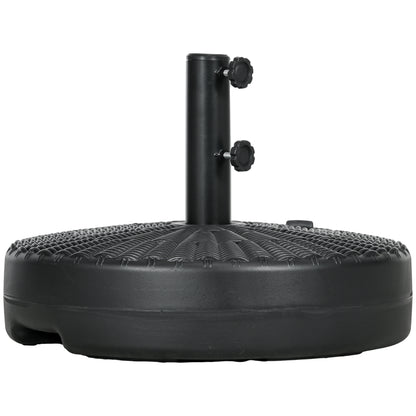 Umbrella Base, Heavy Duty Fillable Base Holder with Steel Pole, Round Parasol Stand for Patio, Outdoor, Backyard, Black