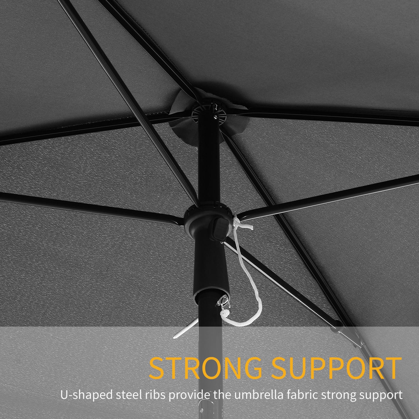 6.5x4ft Rectangle Patio Umbrella Aluminum Tilt Adjustable Garden Parasol Sun Shade Outdoor Canopy Grey