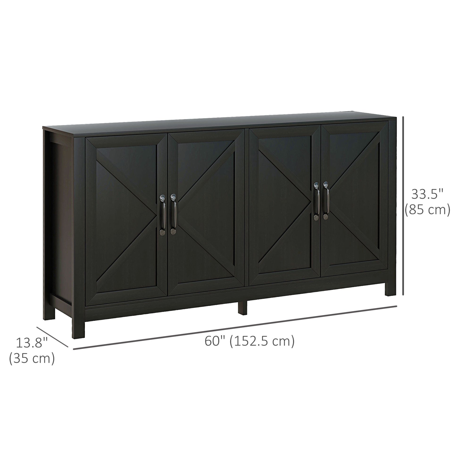 Sideboard Buffet, Storage Cabinet with Barn Door and Adjustable Shelf, TV Stand for TVs up to 65 Inches, Black Oak