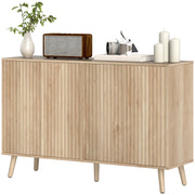 Buffet Cabinet with Storage Modern Fluted Sideboard with Adjustable Shelves Wood Legs for Dining Room Living Room Oak