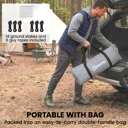 3-4 Person Camping Tent with 2 Rooms, 3000mm Waterproof Portable Family Tent with Carry Bag, Grey