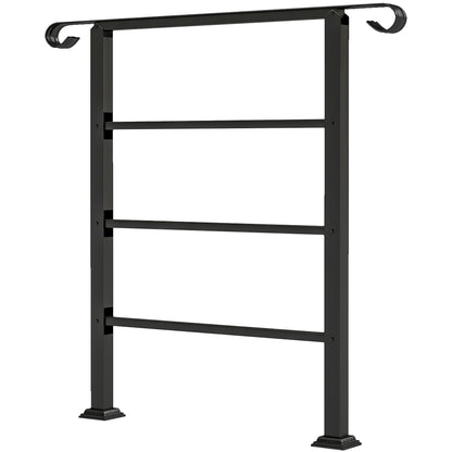 Hand Rails for Outdoor Steps, Adjustable Outdoor Stair Railing for 2 to 3 Steps, Black