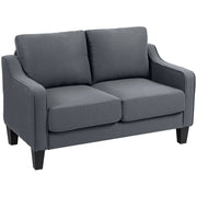 Loveseat Sofa, Modern Couch with Pocket Spring, Linen Upholstered, Thick Padded, Charcoal Grey