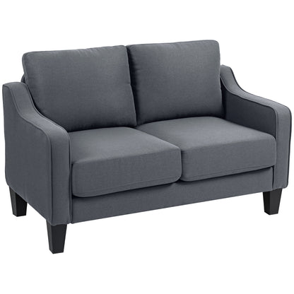 Loveseat Sofa, Modern Couch with Pocket Spring, Linen Upholstered, Thick Padded, Charcoal Grey