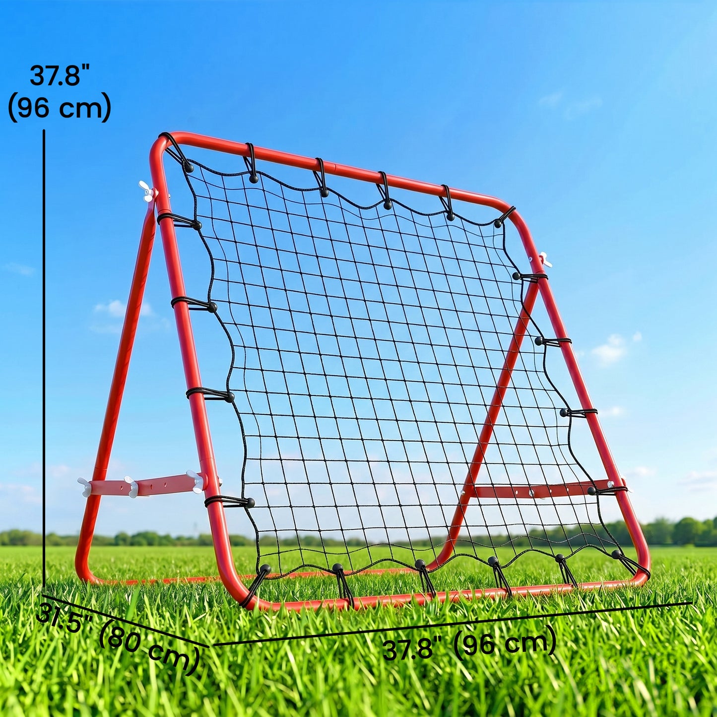 Volleyball Rebounder Net Football Training Aid Kickback Target Play Red