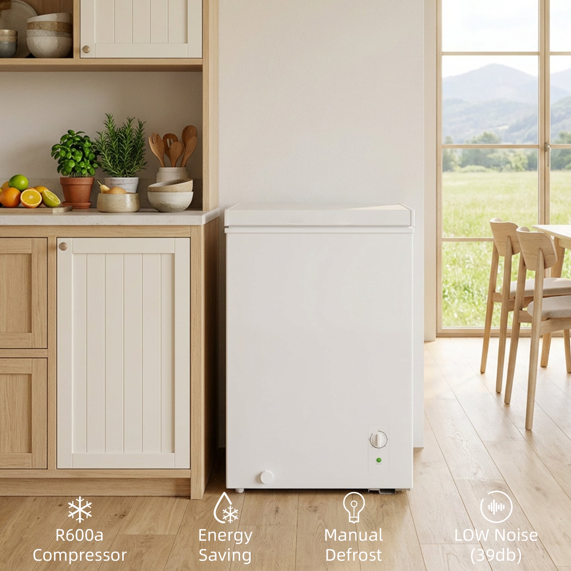 Mini Freezer, 3.5 Cu.Ft Chest Freezer with 5-Setting Adjustable Thermostat, Wire Basket, Quiet Operation, White