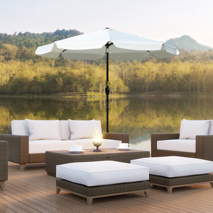 8.5 ft Outdoor Market Table Umbrella, Round Patio Umbrella with Tilt and Crank for Garden, Backyard, Deck, Cream White