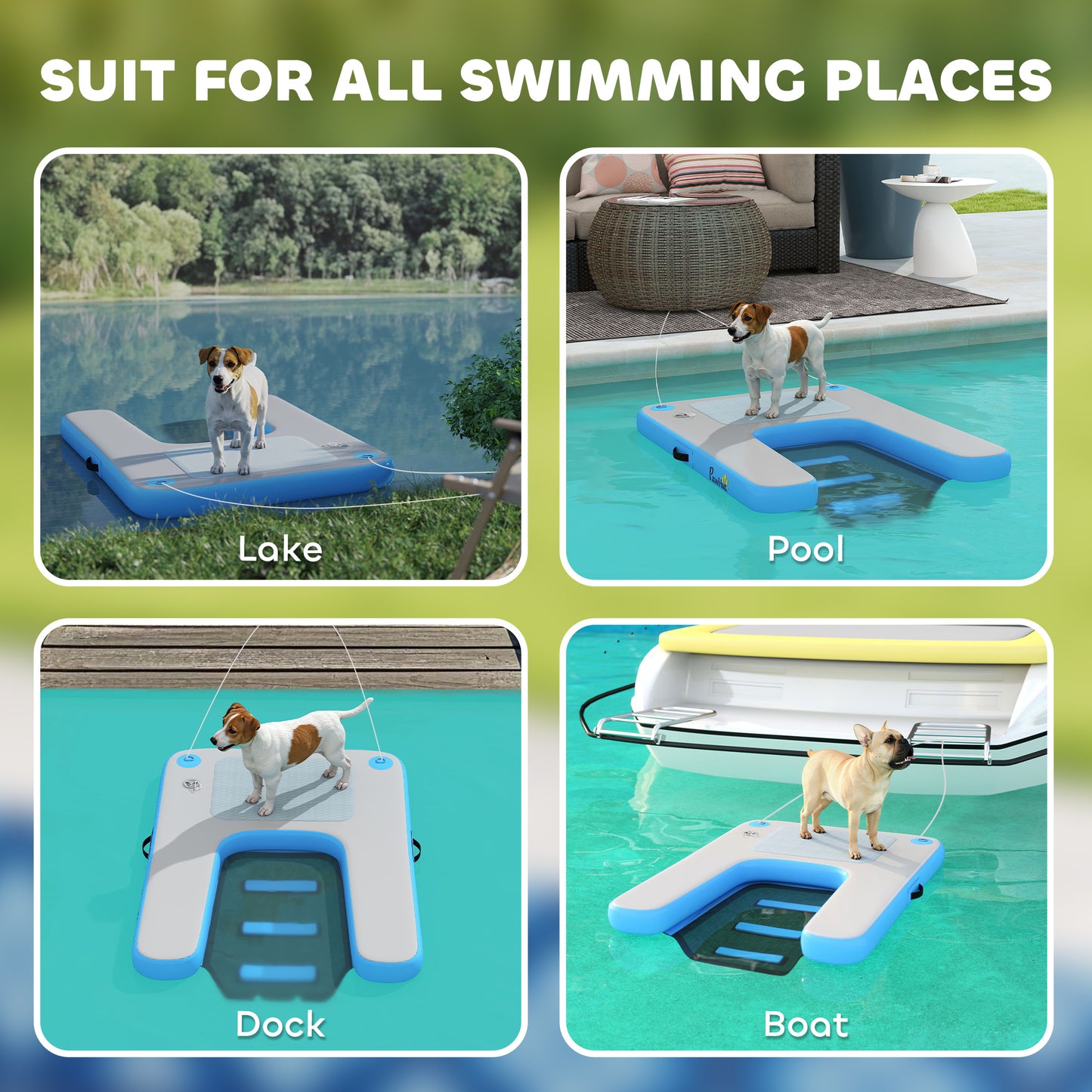 Floating Boat Ramp for Swimming Pets Up to 200 lbs, for Pool, Lake, Boat, Dock