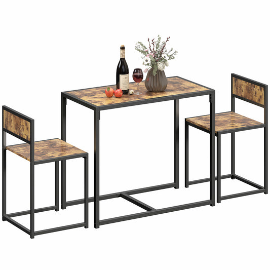 Dining Table Set, Industrial Dining Set for 2, Kitchen Table and Chairs for Small Space, Dining Room Table with Chairs