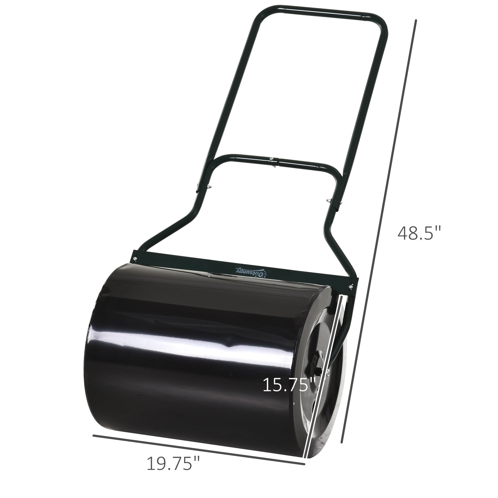 20" Push/Tow Behind Lawn Roller, Heavy Duty Sod Drum Roller Filled with 16 Gal Water/Sand, Grass Flattener for Yard, Patio, Park, Black