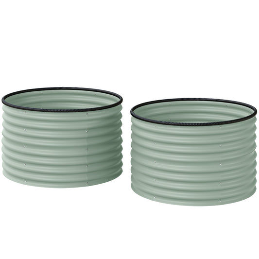 Set of 2 Raised Garden Bed, Metal Planter Box with Safety Edging, Easy-to-assemble Stock Tank, Green