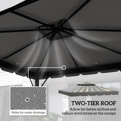 10' x 10' Gazebo Replacement Canopy, Gazebo Top Cover with Double Vented Roof for Garden Patio Outdoor TOP ONLY, Grey