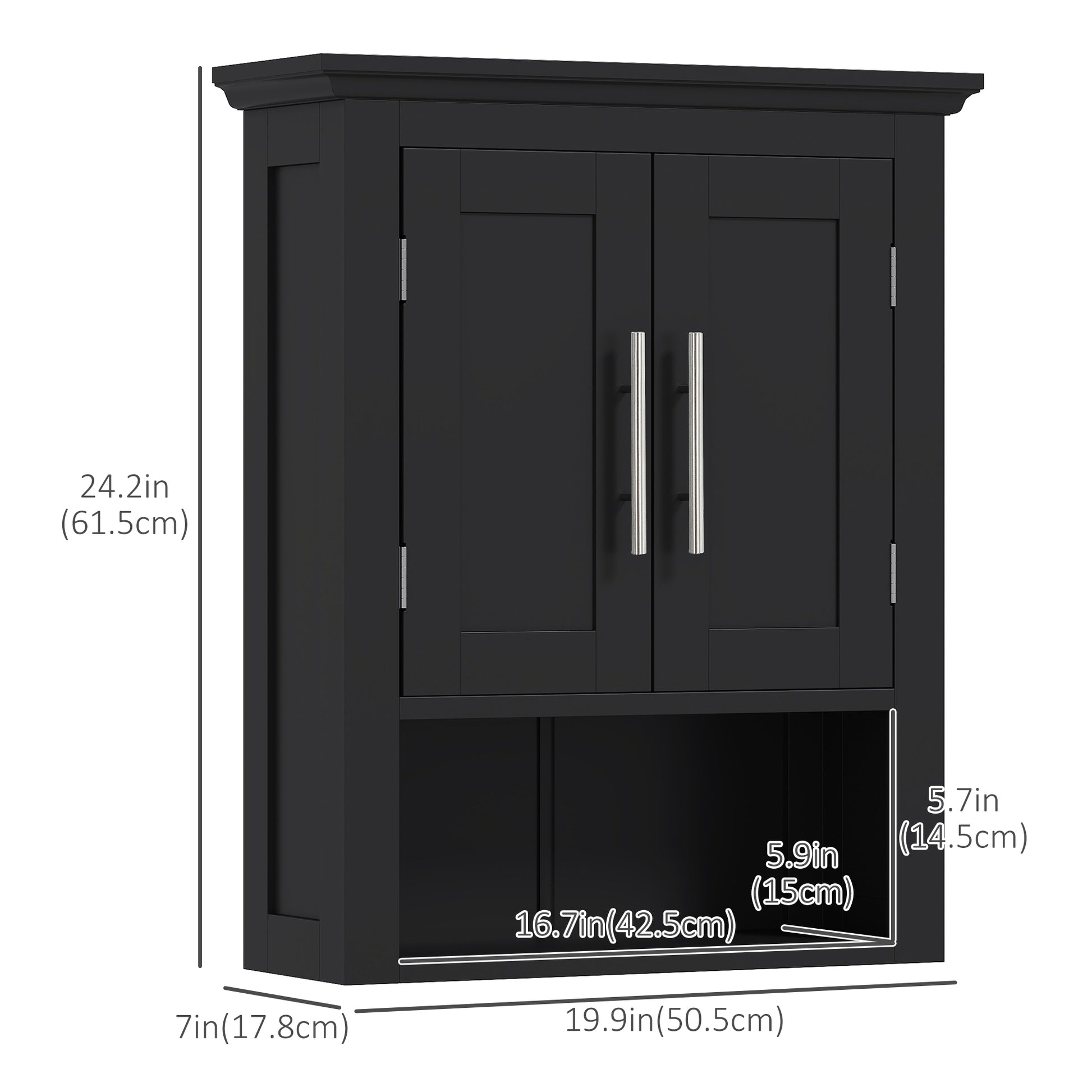 Bathroom Wall Cabinet, Medicine Cabinet, Toilet Storage Cabinet with Shelf for Living Room and Entryway, Black