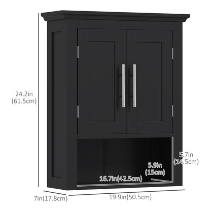 Bathroom Wall Cabinet, Medicine Cabinet, Toilet Storage Cabinet with Shelf for Living Room and Entryway, Black