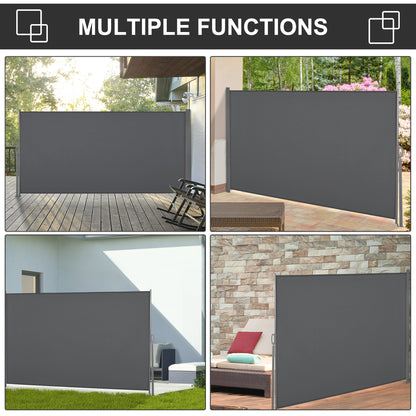 Patio Outdoor Folding Retractable Side Awning Privacy Screen with Resistance to UV Rays & Wind, 118" x 63", Light Grey