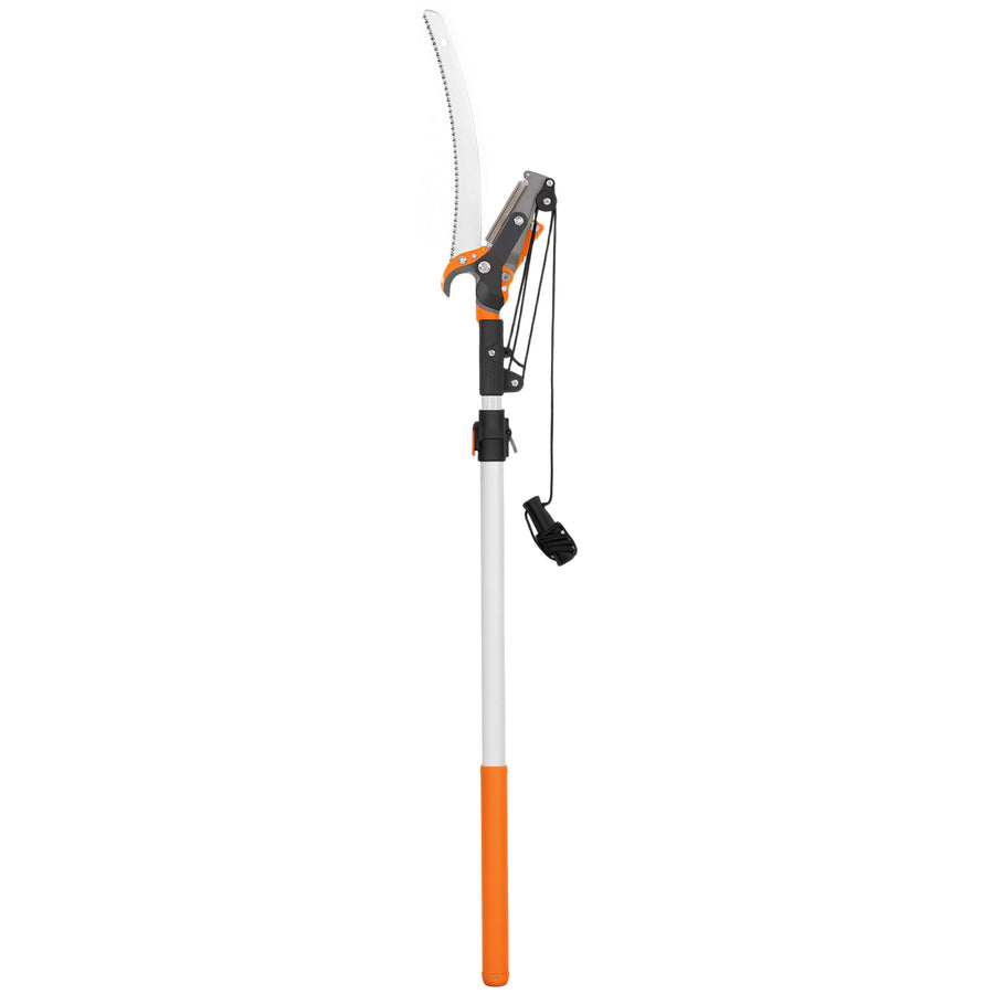 6.5ft 2-In-1 Manual Pole Saw for Tree Trimming, Aluminium Telescopic Long Reach Pole Pruner with Sharp 65Mn Steel Blade