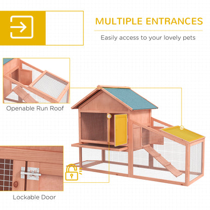 2 Tier Rabbit Hutch Outdoor Bunny House Guinea Pig Cage with Removable Tray, Ramp, Asphalt Roof