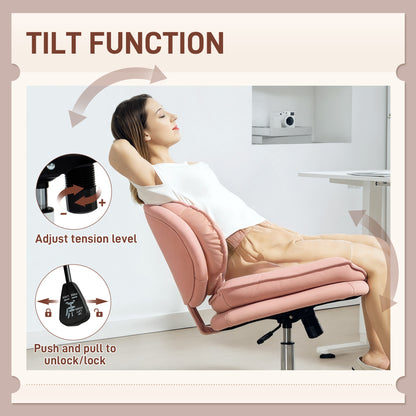 Criss Cross Chair, Swivel Wide Office Chair with Leathaire Upholstery, Tilting, No Arm, Pink