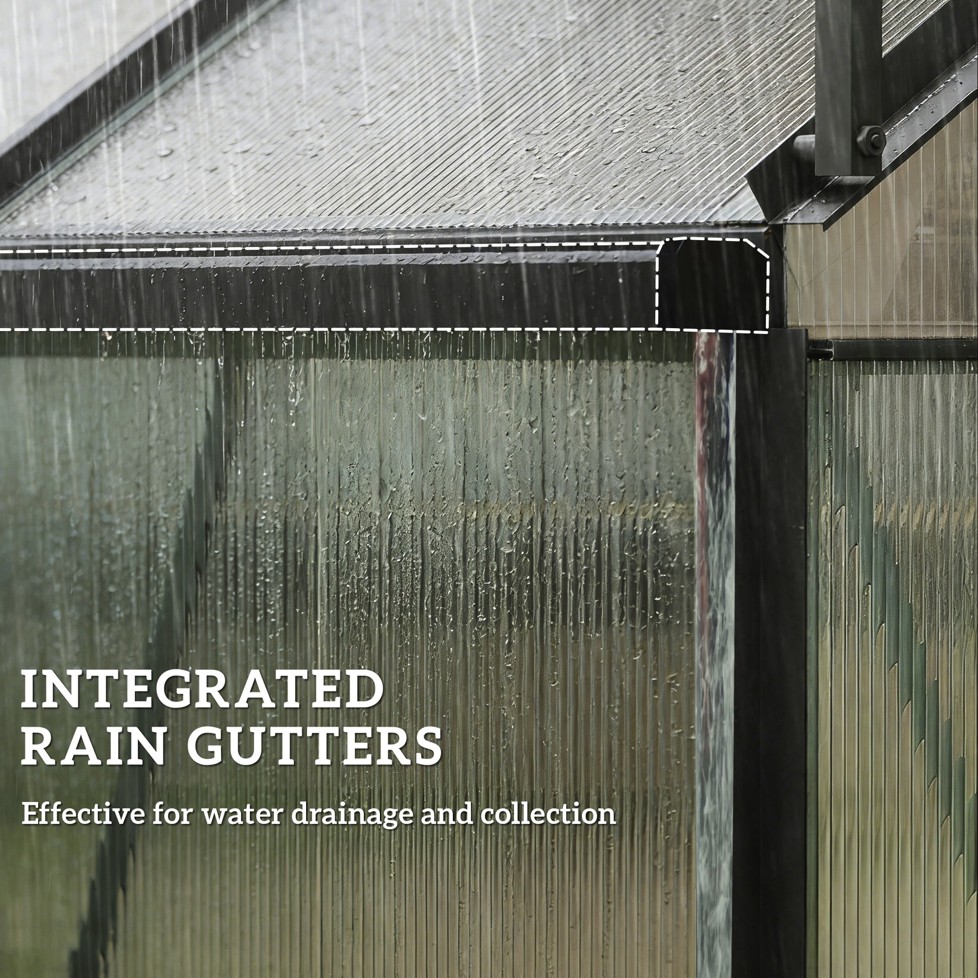 6' x 4' Aluminum Lean-to Greenhouse Polycarbonate Walk-in Greenhouse with Rain Gutter and Sliding Door, Dark Grey
