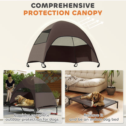 Elevated Dog Bed with Canopy Raised Dog Bed Washable Mesh Steel Frame 41.7" x 29.9" x 39" Coffee