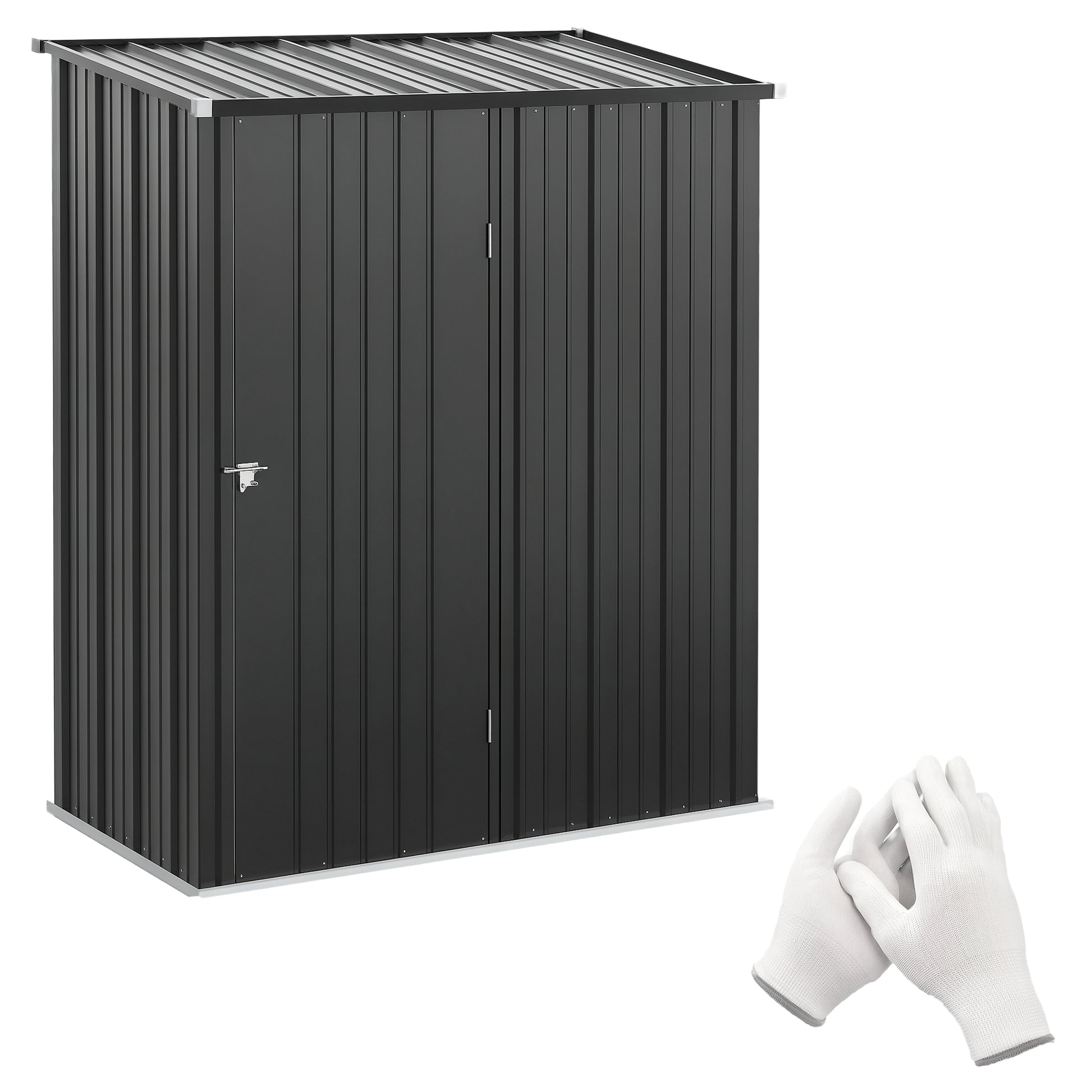 5' x 3' Outdoor Storage Shed, Steel Garden Shed with Single Lockable Door, Tool Storage Shed for Backyard, Black