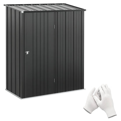 5' x 3' Outdoor Storage Shed, Steel Garden Shed with Single Lockable Door, Tool Storage Shed for Backyard, Black