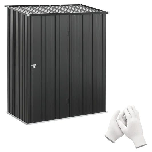 5' x 3' Outdoor Storage Shed, Steel Garden Shed with Single Lockable Door, Tool Storage Shed for Backyard, Black