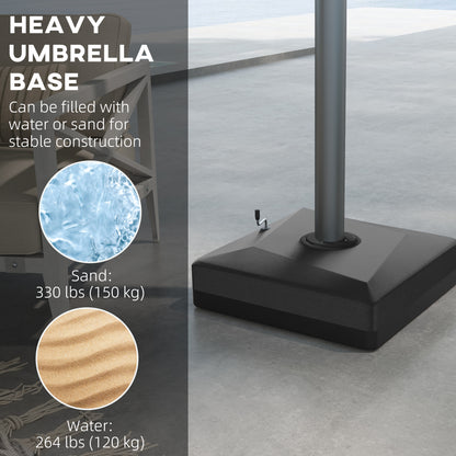 Cantilever Umbrella Base with Liftable Wheel, Heavy Duty Fillable Umbrella Stand with Adjustable Foot Pads