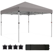 10' x 10' Pop Up Canopy with Sidewalls, Roller Bag, Height Adjustable Instant Tent for Outdoor, Garden, Patio, Grey