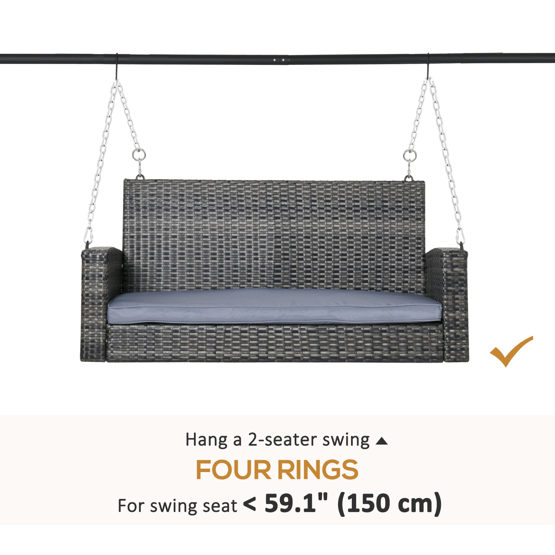 Metal Swing Stand Swing Frame, Hanging Chair Stand Only, 528 LBS Weight Capacity, for Backyard, Patio, Lawn, Black