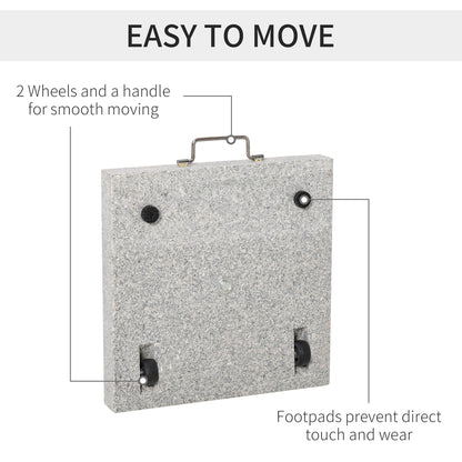 55 lbs Marble Square Umbrella Stand 16.5" Market Heavy Holder Base w/ Wheels, Grey