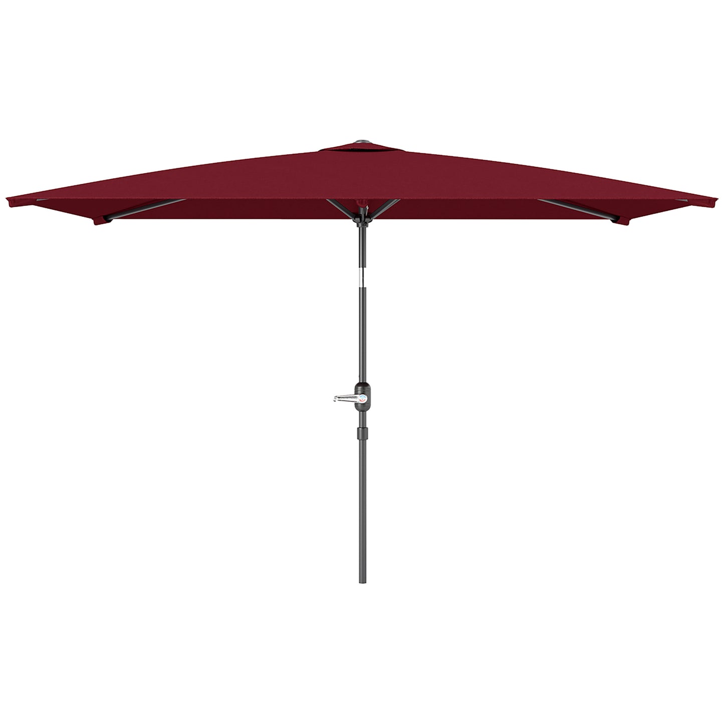 6.6x9.6ft Rectangle Aluminum Tilt Patio Umbrella, Garden Market Parasol, Outdoor Sunshade Canopy with Crank, Wine Red