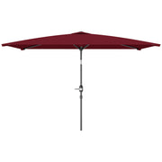 6.6x9.6ft Rectangle Aluminum Tilt Patio Umbrella, Garden Market Parasol, Outdoor Sunshade Canopy with Crank, Wine Red