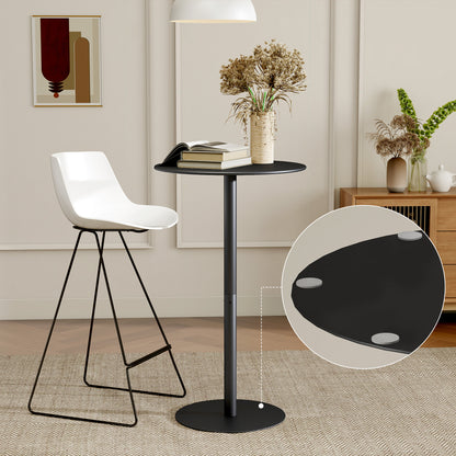 Round Bar Table for 2, Modern Pub Table with Steel Frame, Easy Assembly for Small Space Home Bar Cocktail Bistro, Black