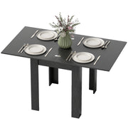 55" Extendable Dining Table for 4-6 Person, Kitchen Table with PU Handle and Felt Pads for Small Spaces, Black