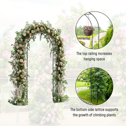Vintage Style Garden Arch, 7.5FT Patio Outdoor Arbor Metal Trellis Support For Vines, Climbing Plants Decoration, Black