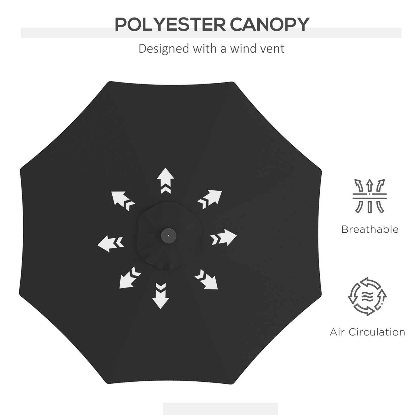 9ft Solar Patio Umbrella Outdoor Sunshade 24 LED Lights Tilt Canopy Black