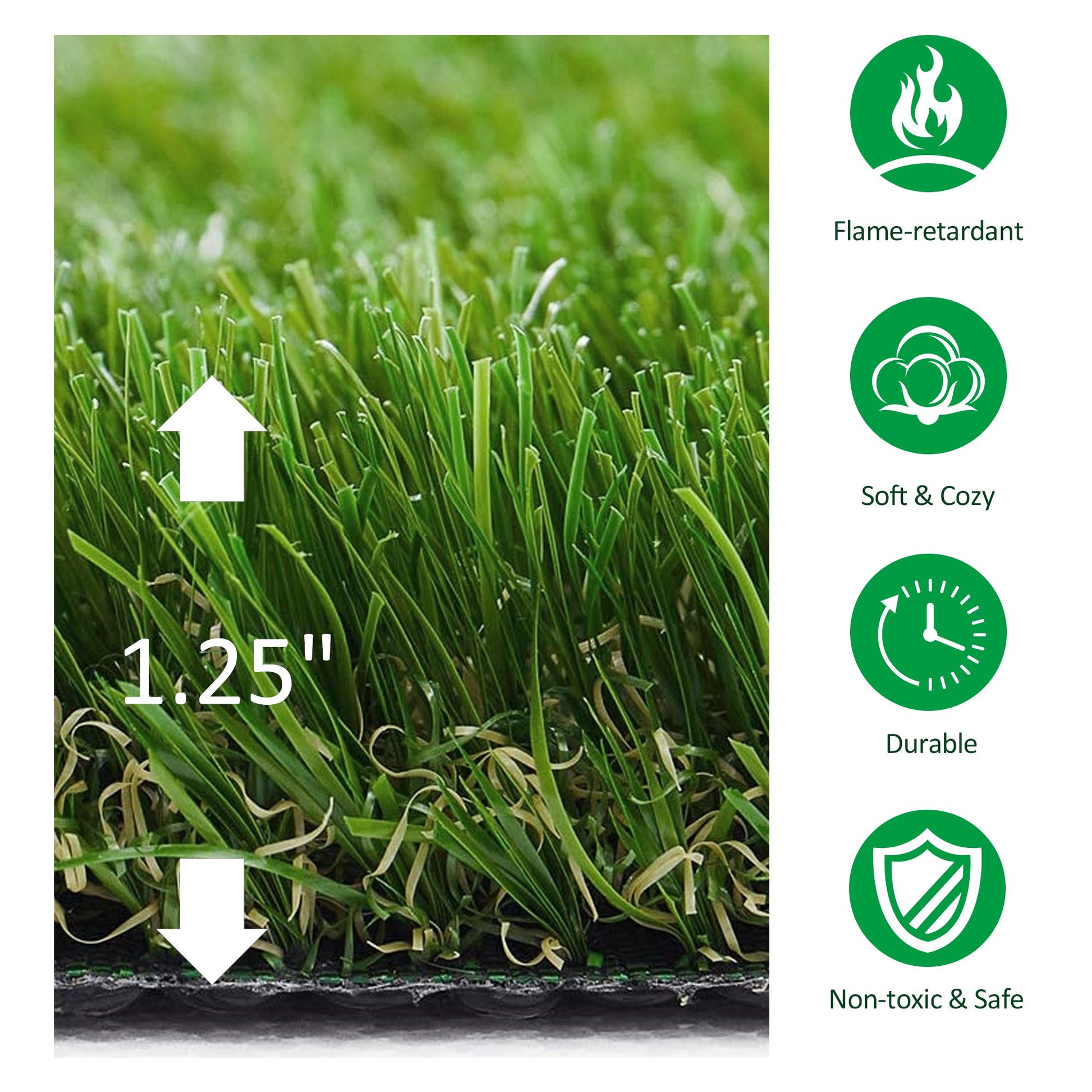 Artificial Grass 10' x 3' (30 Square Feet), Fake Grass Turf with UV Protection, Drain Holes for Rain, Green