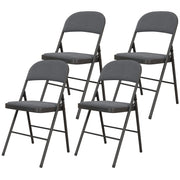 4 Pack Folding Chairs with Padded Seats, Velvet Portable Party Chairs with Steel Frame, Dark Grey