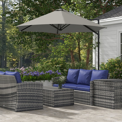 8.5FT Outdoor Cantilever Roma Parasol with 360° Rotation and Cross Base, Offset Patio Umbrella for Garden, Light Grey