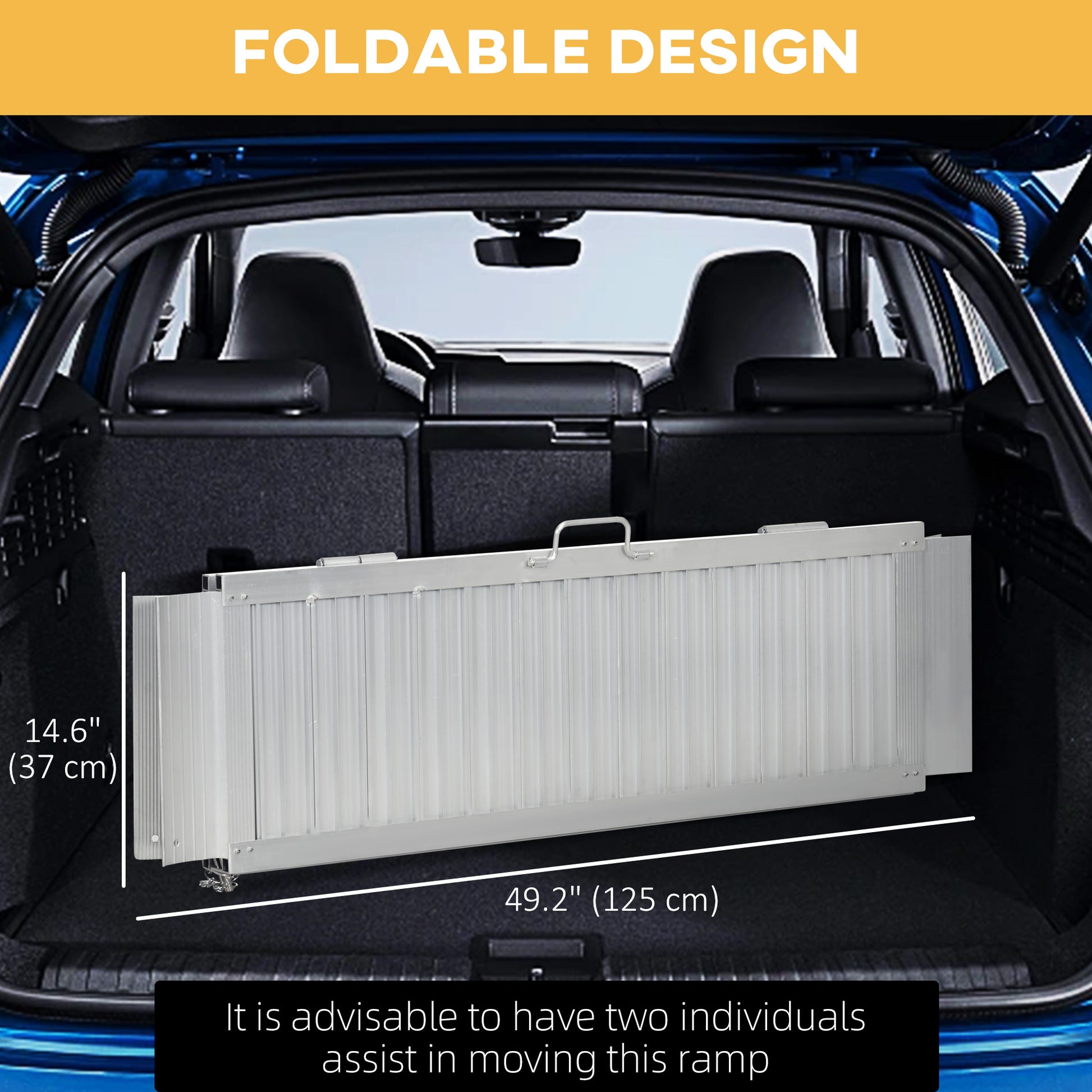 4' Portable Wheelchair Ramp Aluminum Threshold Mobility Single-fold for Scooter with Carrying Handle