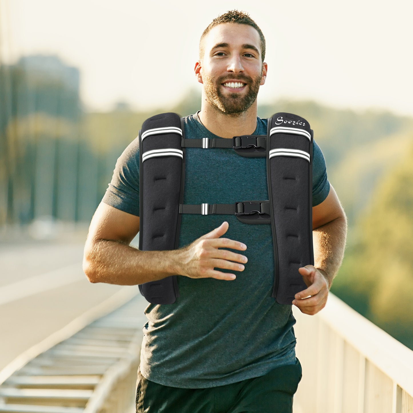 Soozier 11 lbs Weighted Vest, Weight Vest with adjustable Straps, Convenient Pocket and Reflective Strips, Fit for Men Women