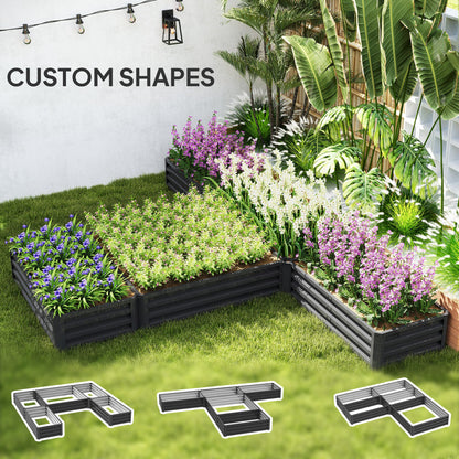 Steel Raised Garden Bed, Set of 5 Large Box Planters for Outdoor Plants Vegetables Flowers Herbs, 8x8x1ft, Dark Grey