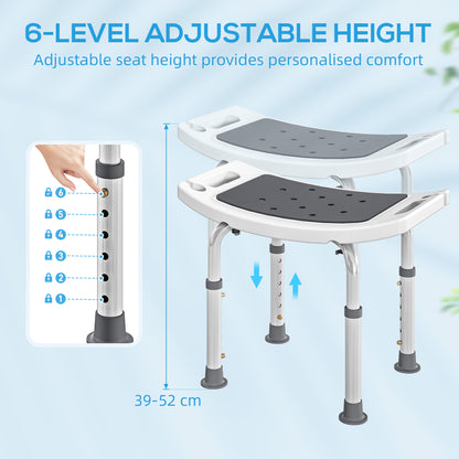 Height Adjustable Shower Chair Padded Bath Seat for Senior,