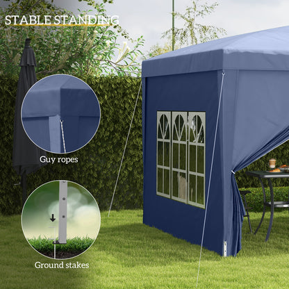 10'x10' Outdoor Pop Up Party Tent Wedding Gazebo Canopy with Carrying Bag (Blue)