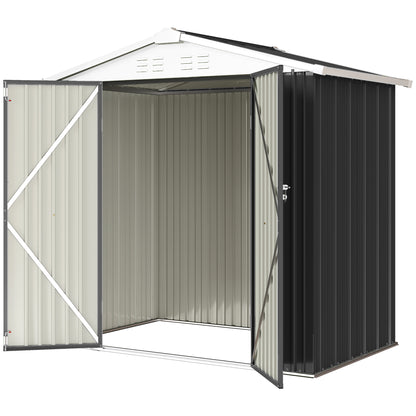 6.5' x 4' Outdoor Storage Shed, Metal Garden Shed with Lockable Double Doors, 4 Vents, Dark Grey