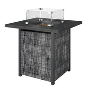 Propane Fire Pit Table, 28 Inch Gas Fire Pit with Explosion-Proof Net and Glass Wind Guard, Gas Tank Holder