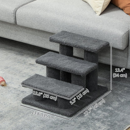 3 Tier Pet Stairs Dog Cat Step Scratch Post Furniture, Dark Grey
