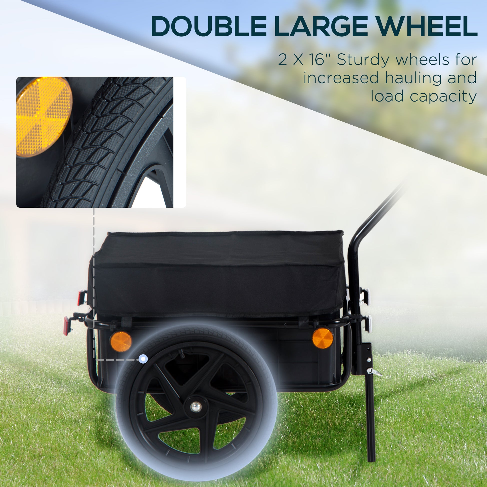 Aosom Multi-Functional Bike Trailer Steel Large Bike Luggage Cart Carrier Black