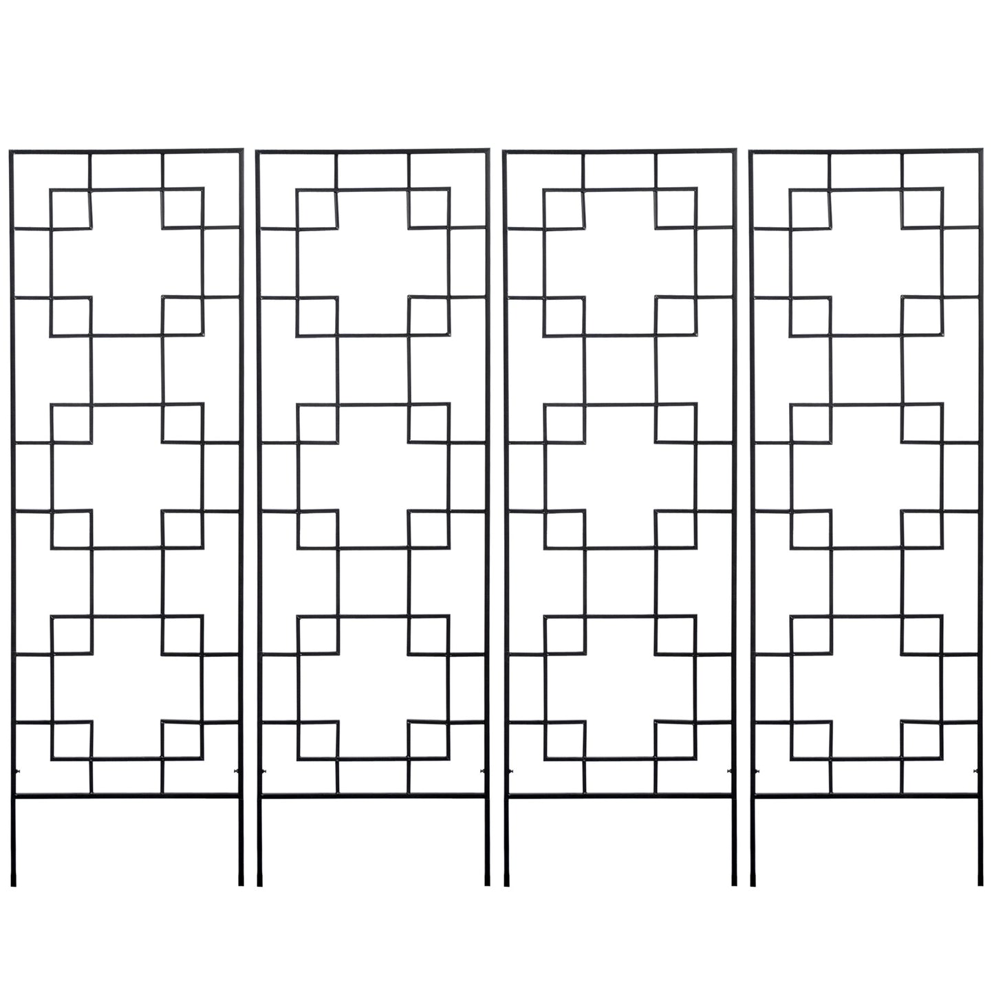 4 Pack Garden Trellis for Climbing Plants, Outdoor Metal Grid Panels for Roses, Vine Flower, Cucumber, Clematis, 72" Tall
